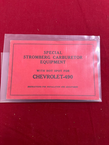 SPECIAL STROMBERG CARBUETOR EQUIPMENT WITH HOT SPOT FOR CHEVROLET 490 BOOK