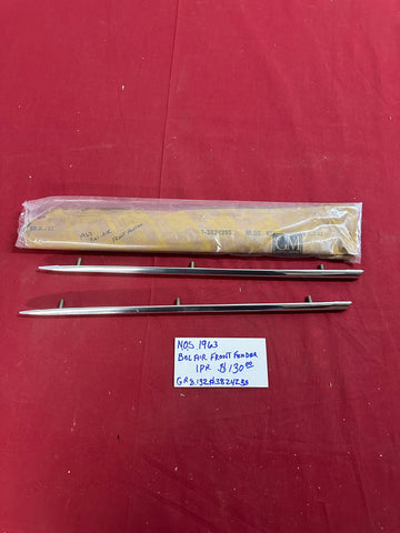 1963 CHEVROLET NOS BEL AIR FRONT FENDER MOLDINGS