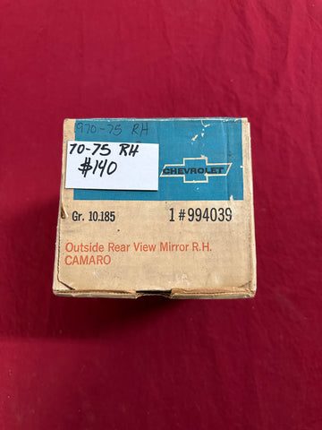 1970-75 CHEVROLET NOS RH CAMERO OUTSIDE REAR VIEW MIRROR