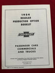 1954 CHEVROLET REGULAR PRODUCTION OPTION BOOKLET
