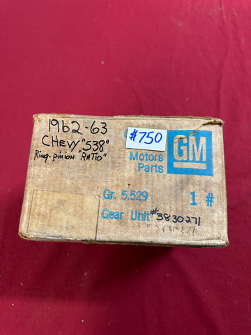 1962-63 CHEVROLET NOS 538 RING GEAR AND PINION UNIT RATIO