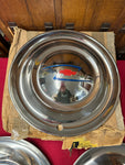 1949-50 CHEVROLET NOS ACCESSORY HUBCAPS SET OF FOUR IN ORIGINAL BOX