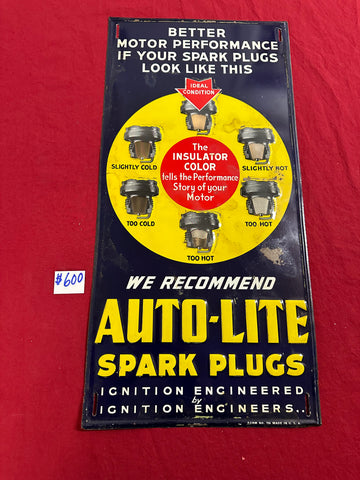 ORIGINAL AUTO-LITE SPARK PLUGS TIN SIGN