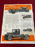 1929 CHEVROLET TRUCK POSTER BROCHURE