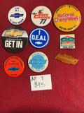 LOT OF CHEVROLET PINS AND A KEYCHAIN