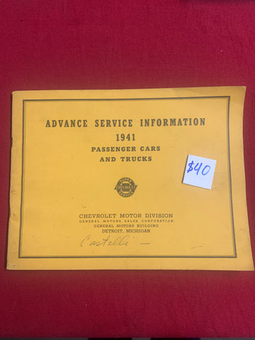 1941 CHEVROLET ADVANCED SERVICE INFORMATION