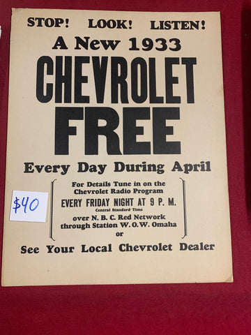 1933 CHEVROLET ADVERTISEMENT