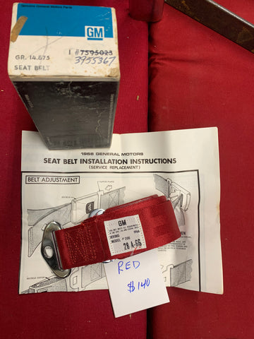 1966 CHEVROLET NOS RED SEATBELT