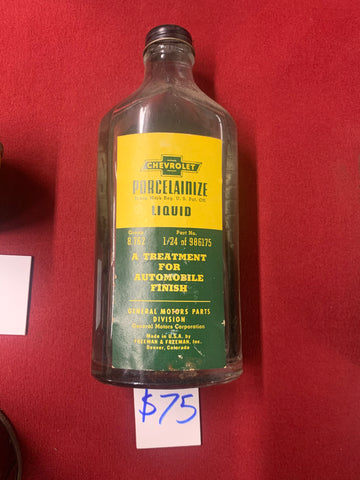 CHEVROLET PORCELAIN LIQUID GLASS JAR