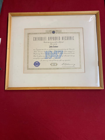 1951 CHEVROLET APPROVED MECHANIC CERTIFICATE