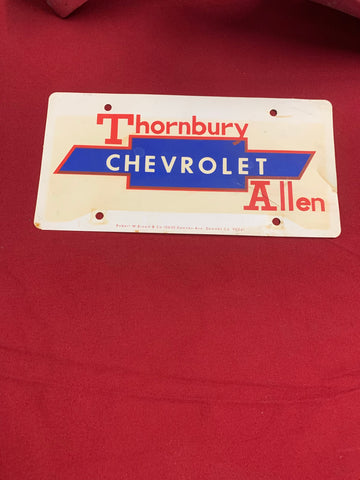 THORNBURY CHEVROLET PAPER DEALER PLATE